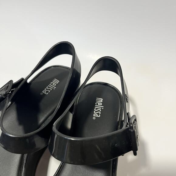 Melissa Women’s Mar Platform Sandals 7 Black Ankle Strap Buckle Retro 70’s Y2K - Picture 7 of 16